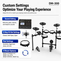 NUX DM300 Professional Electronic Drum Set with Metal Components Double Layer Design Adjustable Features