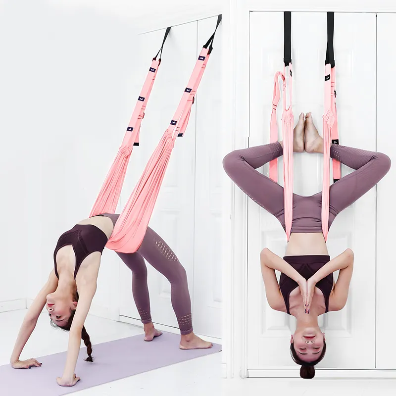 Aerial Suspension Yoga Strap Hammock Swing Stretching Tension Band Pilates Fitness Sports Gym Waist Stretch Flexibility Trainer