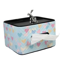 Boîte de rangement multifonctionnelle en cuir PU LG7347, design à motif cœur, gain de place, pour articles divers de bureau, organiseur de mouchoirs avec compartiments