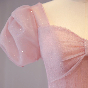 Pink Chiffon A-Line Evening Dress Sweetheart Neckline Empire Waist Long Gown For Women Spring Bridesmaid Toasting - Product Image 2