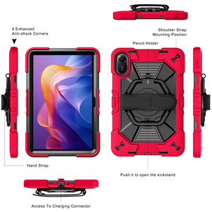 Étui antichute pour Xiaomi Redmi Pad 2 11 pouces, coque de tablette robuste à 3 couches avec sangle de main rotative et bandoulière - Product Image 6