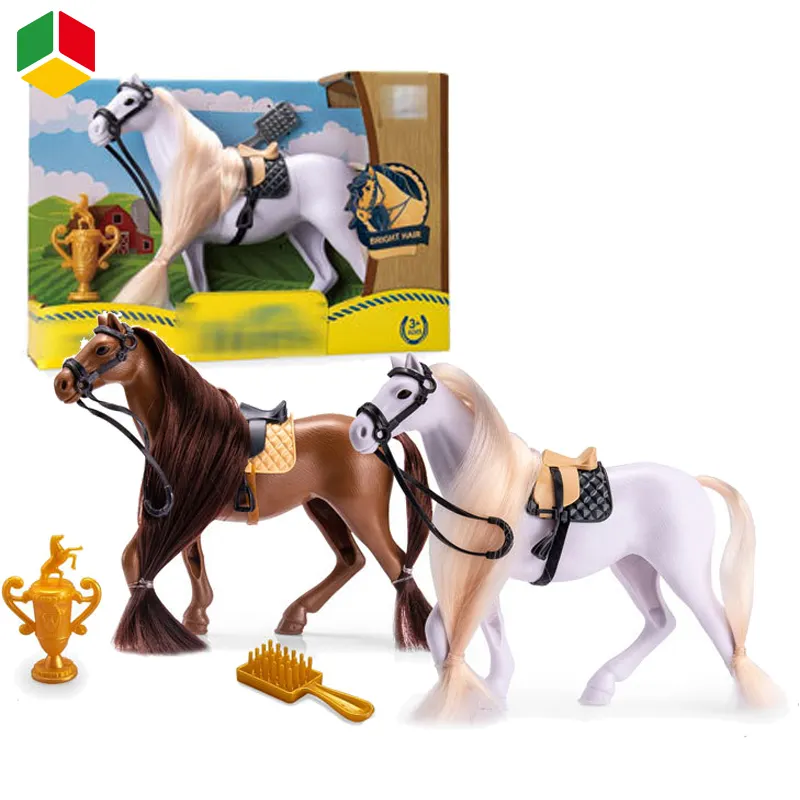 QS Toys Kids Play Horse Ranch Figurines Plastic Toy Animals Horse Farm Set Toys Gift With Simulation MAO