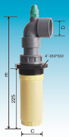 Diffuseur latéral fileté JiuZhou 4 pouces pour montage supérieur et inférieur, compatible avec les réservoirs de filtration d'eau de 30 pouces en PRV/acier inoxydable/carbone