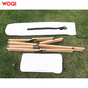 Chaise pliante en bois Woqi, tissu Oxford blanc, 54x54x93cm, pour camping, jardin, plage, pique-nique, usage extérieur - Product Image 3