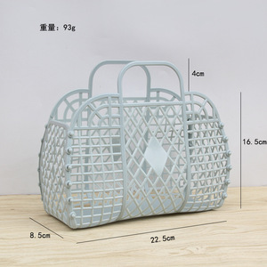 LOGOTIPO personalizado Retro Vintage Dobrável Plástico Pvc Jelly Basket Tote <span class=keywords><strong>Bag</strong></span> Saco De Praia Bolsa Bolsa Para Meninas Mulheres Party Favor Bags - Product Image 4
