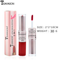 Rouge à Lèvres Chaud 12 Couleurs Brillant à Lèvres 2 en 1 Teinte Imperméable Longue Tenue Hydratante Rouge à Lèvres Mat Maquillage pour Femmes HH