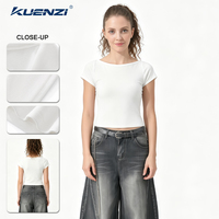T-shirt Kuenzi Blank Colored Hot Girl 260GSM 47,1% Coton 47,1% Viscose 5,8% Spandex Streetwear Américain Ajusté