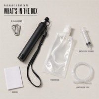 Pailles à boire en plastique enduites de charbon pour la survie, filtre à eau de survie, filtre à eau d'urgence par gravité