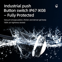 Interrupteur à bouton-poussoir électronique en plastique étanche IP67 de 16 mm, 1NO, momentané/verrouillable, pour extérieur, avec fils