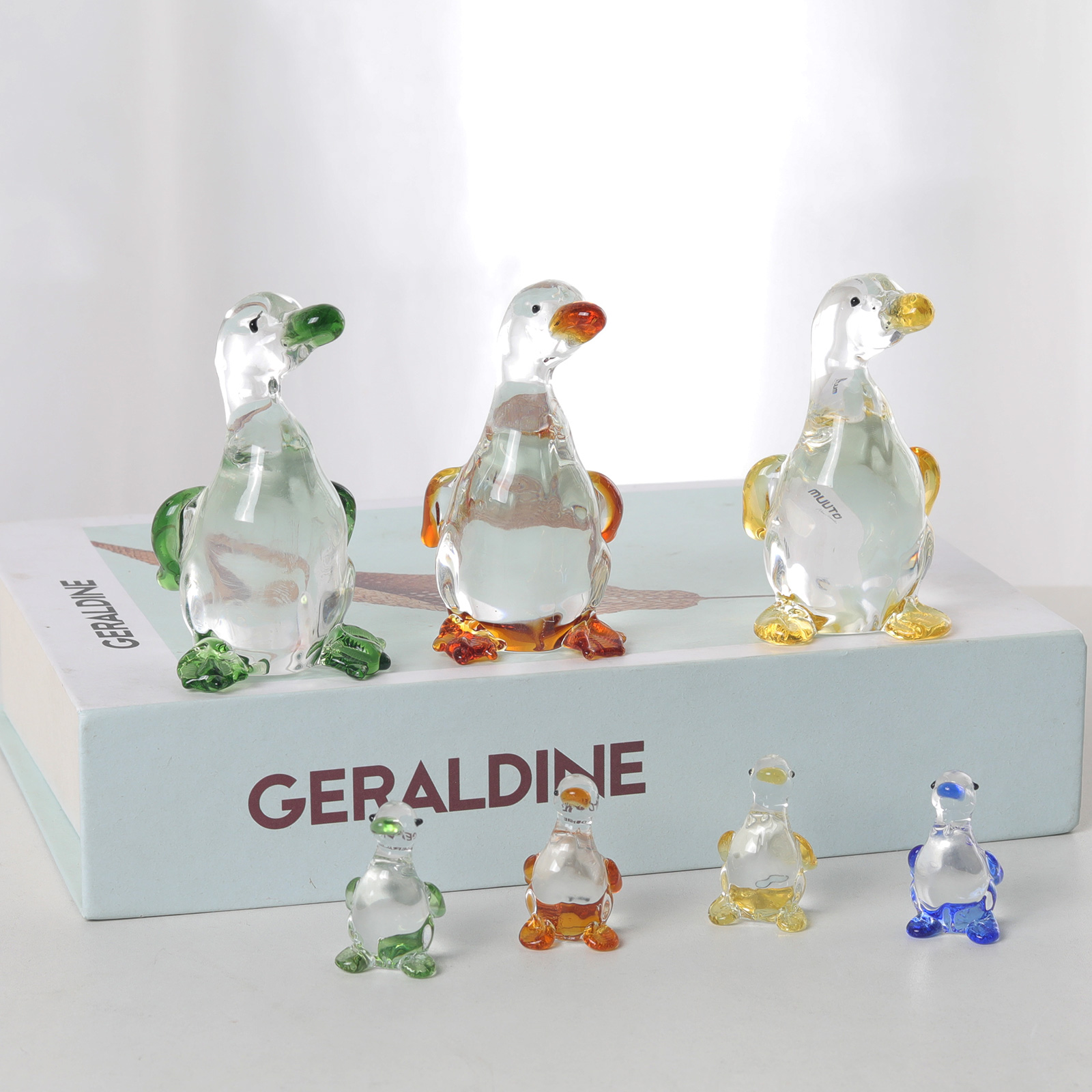 Crystal Duck Figurine Collectible - Polished Glass Animal for Home