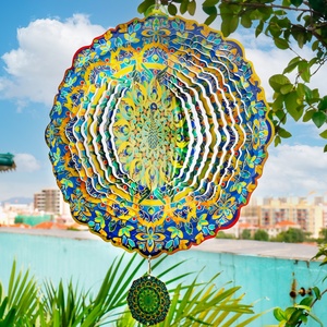 Molino de Viento 3D Mandala, Molino de Viento Colgante de Acero Inoxidable para Adornos de Jardín, Molinos de Viento Espirales de Plástico con Diseño de Pavo Real - Product Image 5