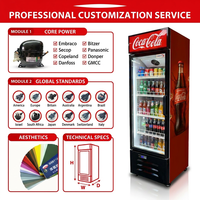 Réfrigérateur commercial vertical transparent sans givre pour la vente de produits alimentaires et de boissons