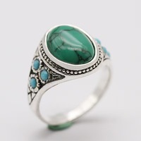 Nouvelle parure de bagues islamiques tendance en alliage avec pierre précieuse turquoise bleue, bague de couple, cadeau vintage pour les fêtes
