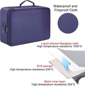 Factory Wholesale Fireproof Multi-Pocket Storage <b>Bag</b> Blue Waterproof Money <b>Bag</b> Lock Suitable for Home <b>Document</b> Storage <b>Bag</b> - Product Image 2