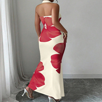 Robe longue dos nu PASUXI, élégante et décontractée, imprimé floral, moulante, pour soirée d'été, avec logo frontal, écologique, pour femme