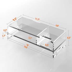 Acryl Monitor Standaard Riser, Breed 20 ", 2 Tier Computer Met Opslag, Bureau Organizer Desktop Printer Laptop Opslag Plank Scherm - Product Image 5