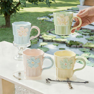 Tasse en porcelaine au design de niche de haute valeur esthétique, motif floral mignon, 250 ml, tasses à thé et soucoupes pour cadeau de fête pour filles et petites amies - Product Image 2