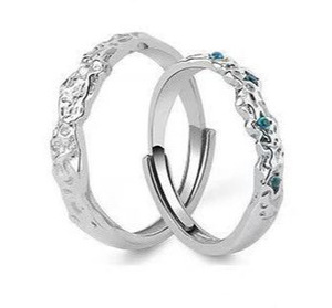 Anillos De Pareja Silver Plated Blue Zircon <b>Couple</b> <b>Ring</b> <b>Couple</b> Accessories Wedding Party Adjustable Open <b>Ring</b> Wedding Jewelry - Product Image 2