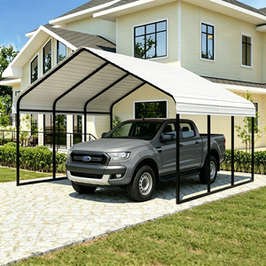 Abri de voiture extérieur en acier au carbone 10*15 pour une seule voiture, toit en tuiles d'acier coloré durable, abri de stationnement préfabriqué multi-scènes à monter soi-même - Product Image 3