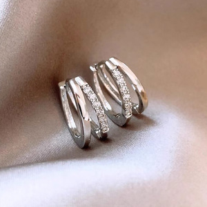 Orecchini a Cerchio a Doppio Strato per Donne, Gioielli Geometrici Minimalisti per l'Ufficio, Accessori di Moda - Product Image 1