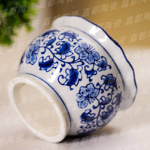 Ensemble de pots en porcelaine bleue et blanche, motif floral et vigne, pots à fleurs ronds en céramique pour bonsaïs et succulentes, décoration intérieure - Product Image 3