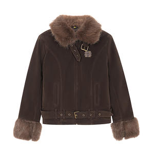 جاكيت بومبر شتوي جديد بتصميم أمريكي عتيق باللون الوردي الفاتح مع ياقة قابلة للطي محشو بالبوليستر - Product Image 6