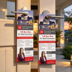 Colgadores de puerta personalizados con corte kiss-cut, bajo MOQ, muestra gratuita, para hoteles, oficinas, inmobiliarias, fábricas, promocionales, al por mayor - Product Image 1