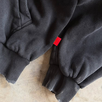 Sudadera con capucha personalizada para hombre, de peso pesado, oversize, con lavado ácido, efecto descolorido por el sol, estilo casual, corte holgado y recto, con doble cremallera, estilo urbano, lisa.