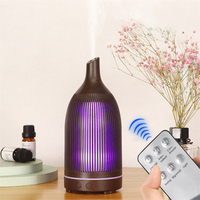 Diffuseur d'huile essentielle électrique personnalisable pour la maison intelligente, lampe LED portable 7 couleurs, logo en grain de bois, humidificateur à ultrasons en plastique