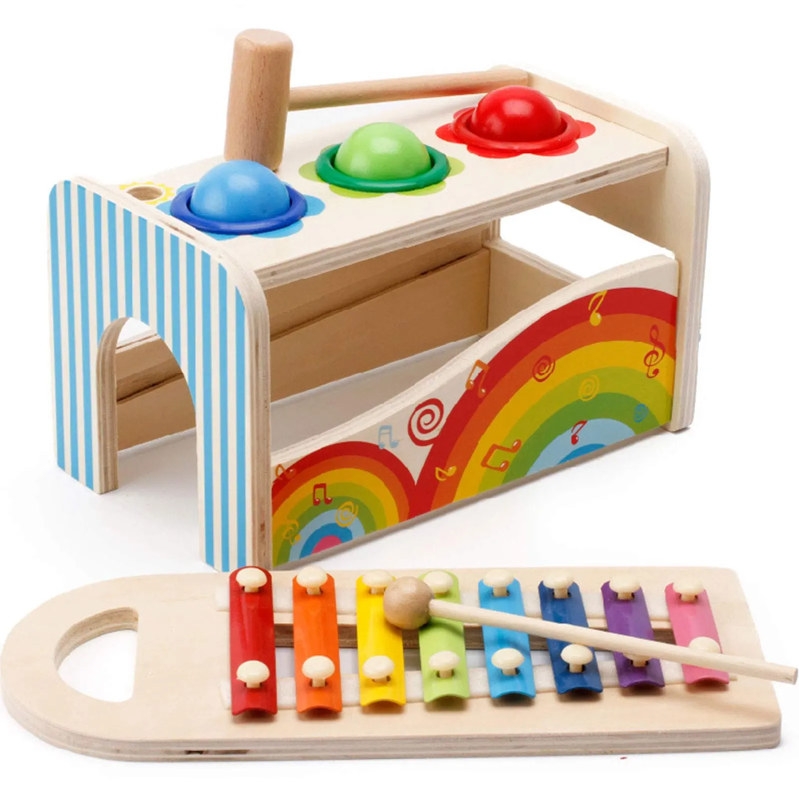 Hameren Beukende Speelgoed Houten Educatief Xylofoon Verjaardagscadeau Voor Jongens Meisjes Baby Peuter Kinderen Ontwikkeling Montessori Speelgoed