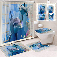 Rideau de Douche en Polyester Motif Requin Vie Marine, Rideau de Salle de Bain Imperméable Anti-Moisissure Séchage Rapide, Ensemble de Rideaux de Douche Vente en Gros