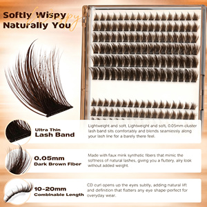 Wholesale <b>Cluster</b> <b>Lashes</b> Waterproof Individual Glued Eyelash Vegan Self Adhesive Press on <b>Clusters</b> Eyelashes - Product Image 2