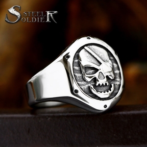 SS8-1266R Edelstahl Navigations <span class=keywords><strong>ring</strong></span> Schädel Piraten <span class=keywords><strong>ring</strong></span> Biker Punk Hochglanz Schmuck Für Männer Großhandel - Product Image 6