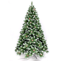 Sapin de Noël SHUANGYUAN en PVC vert avec peinture blanche, pointes rondes, à charnières, avec cônes de pin, respectueux de l'environnement