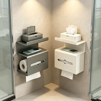 Porte-papier toilette mural multifonctionnel en acier au carbone imperméable avec étagère pour téléphone, idéal pour la maison et l'hôtel