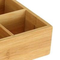 Boîte de rangement à thé rectangulaire en bois avec 6 compartiments, fenêtre en verre, faite à la main