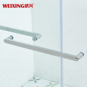 Weixing buena calidad 304 acero inoxidable sin marco Hotel <span class=keywords><strong>baño</strong></span> doble deslizamiento Pantalla de ducha de vidrio templado - Product Image 4