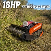 Tondeuse à fléaux industrielle télécommandée tout-terrain sur chenilles, diesel 4 temps refroidi par eau, 18 CV, pour l'entretien de la végétation