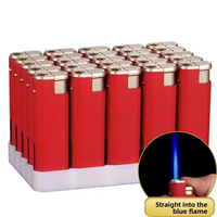 Briquet sans flamme coupe-vent à finition mate dégradée, rechargeable au butane, flamme bleue droite, briquet portable