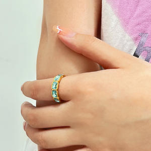 Anillos de tesoro de <span class=keywords><strong>color</strong></span> de nueva raza de lujo Diseño de nicho femenino Anillos de acero inoxidable chapados en oro de 18 K de moda fina ajustable - Product Image 6