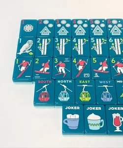 Juego de Mahjong Americano de Lujo para 4 Jugadores, 160 Piezas, de Acrílico de Doble Capa, Resistente al Agua, con Patas Metálicas Plegables, 36 mm, Estilo Cabaña de Montaña Invernal - Product Image 2