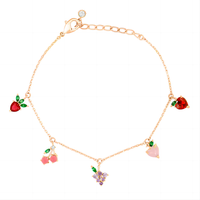 Bijoux personnalisés Bracelet à breloques de corbeille de fruits de haute qualité en argent sterling 925 plaqué or Bracelets de bijouterie fine pour femmes filles