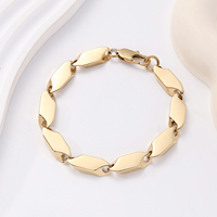 Bracelet chaîne à maillons en acier inoxydable pour hommes, 8 mm, 21 cm, bracelets à maillons tendance, poli, plaqué or 18 carats, vente en gros