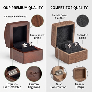 Factory Custom Walnut Beech Wood <b>Earring</b> Box Magnetic Wooden <b>Earring</b> <b>Case</b> For Jewelry Packaging - Product Image 2