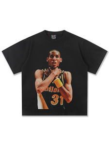 Mùa Xuân Mùa Hè Bộ Sưu Tập Reggie Asphyxiation Phong Cách Cổ Điển Trực Tiếp Tiêm Nặng 250Gram Cotton Nhỏ Cổ Áo Ngắn Người Đàn Ông T-Shirt - Product Image 2