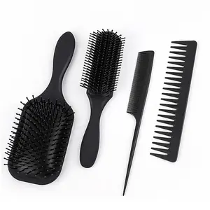 Hot Sale 4pcs Smooth Hair Rat Tail Comb Set Paddle and Vent Features Waterproof Open Knot Hair Brush Gift Set
