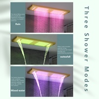 Ensemble de douche de luxe 12x36 pouces avec pommeau de douche LED musical, douchette latérale 8 pouces et affichage numérique pour salle de bain