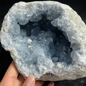 Natural Rough Stone Healing Raw Gemstone Kyanite Hole Celestine Geode For Decoration