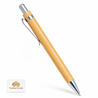 Stylo en bambou personnalisé, corps en bois naturel, action à clic, clip métallique, encre noire fluide, personnalisation de la marque, stylo rétractable