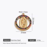 Mode Géométrique Ovale Religieux Vierge Marie Portrait DIY Pendentif En Acier Inoxydable Coloré Zircon À La Main Bijoux Accessoires